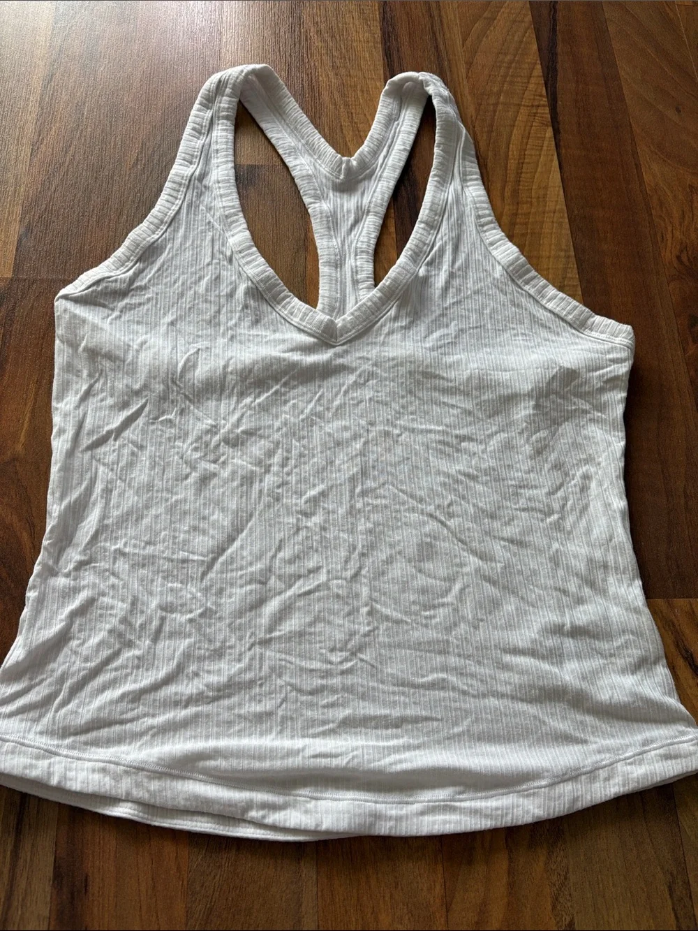 Athleta White Ribbed Racerback Tank Size M - Picture 3 of 8